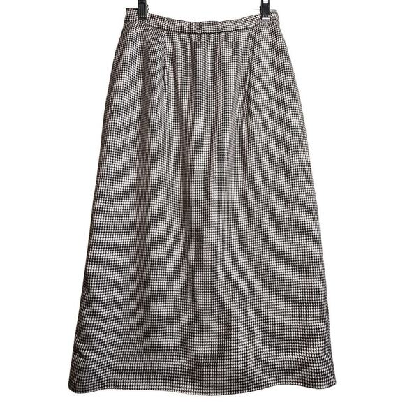 Vtg Pendleton Midi Pencil Skirt Silk Flax Rayon Blend Houndstooth Print Career 4 - Picture 1 of 16